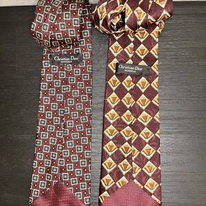 Christian Dior Monsieur Designer Ties - Elegant Patterns with Minor Wear